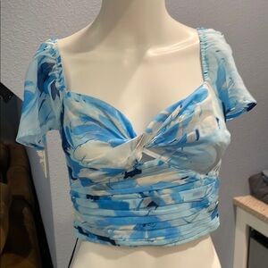 NWT!! ABERCROMBIE AND FITCH Blue Floral Women's Top